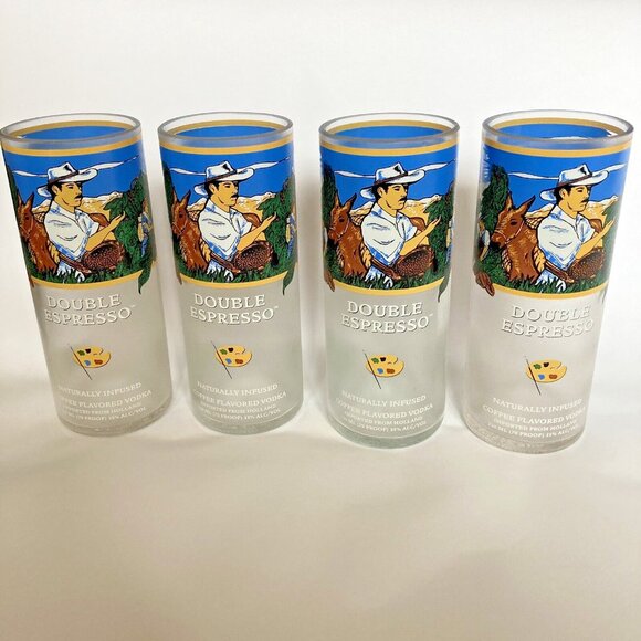 Vincent Van Gogh Double Espresso Coffee Vodka Glass Artist Vintage Holland Lot